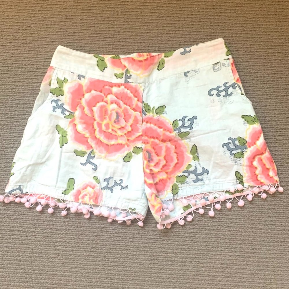 Boho Floral Shorts w/ Pom Pom Detail
